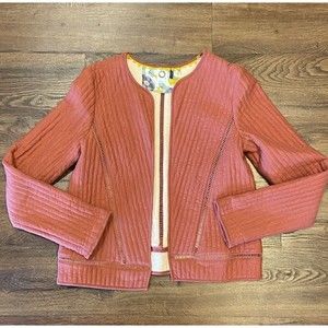 Anthropologie Akemi + Kin XS Rust Brown Quilted 100% Cotton Open Cardigan Jacket